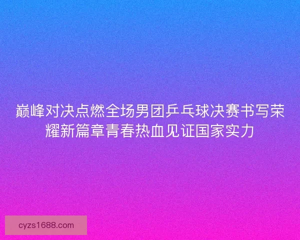 巅峰对决点燃全场男团乒乓球决赛书写荣耀新篇章青春热血见证国家实力